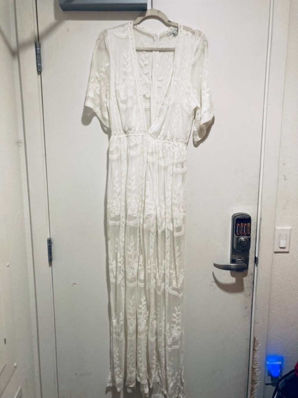 White Lace Maxi Dress - Women's Elegant Boho Style